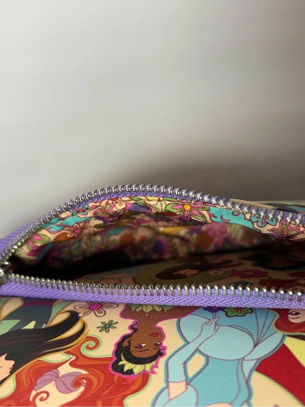 Loungefly Disney Princess Groovy Floral Mini Backpack Purple Ariel Tiana⁠ Jasmin